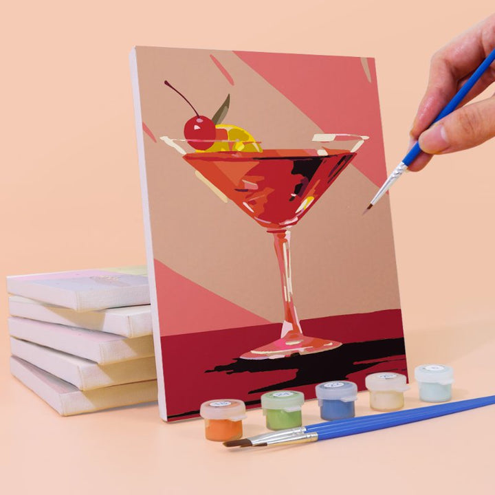 Malen nach Zahlen - 6 Mini-Gemälde | schickes Cocktailset