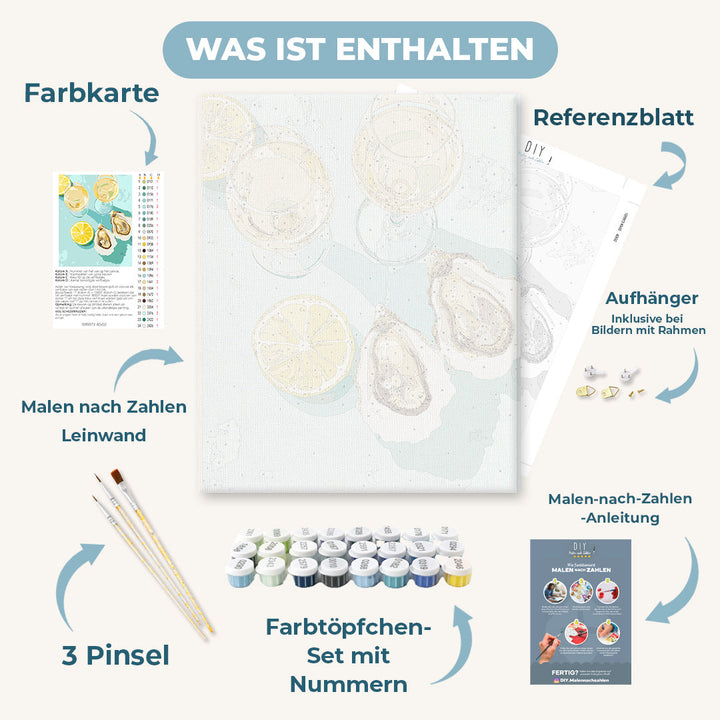 Malen nach Zahlen - Weißwein und Austern