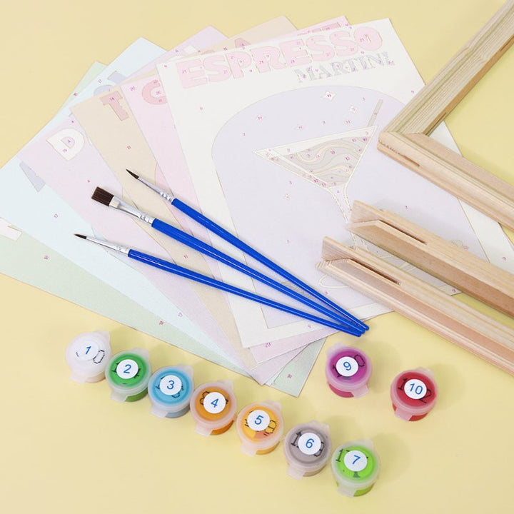 Malen nach Zahlen – 6 Mini-Gemälde | Sip & Paint Cocktail-Set