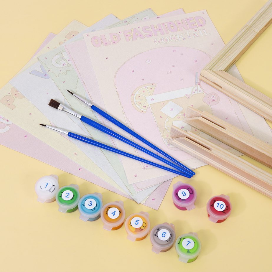 Malen nach Zahlen - 6 Mini-Gemälde |  Buntes Cocktail-Set