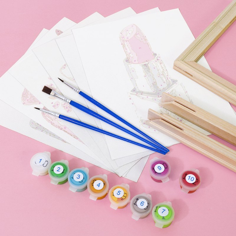 Malen nach Zahlen – 6 Mini-Gemälde | Pink glamour Set