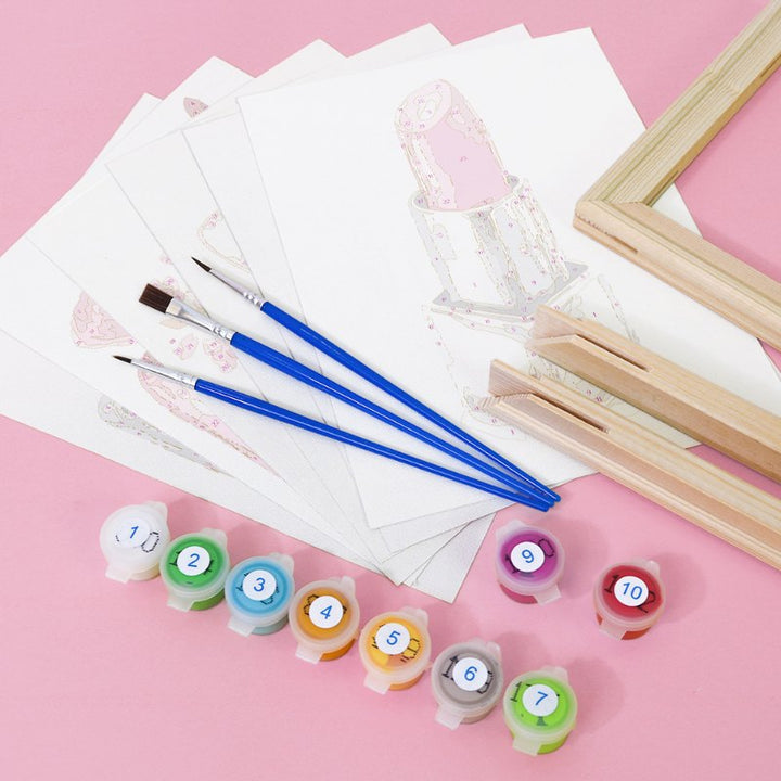 Malen nach Zahlen – 6 Mini-Gemälde | Pink glamour Set