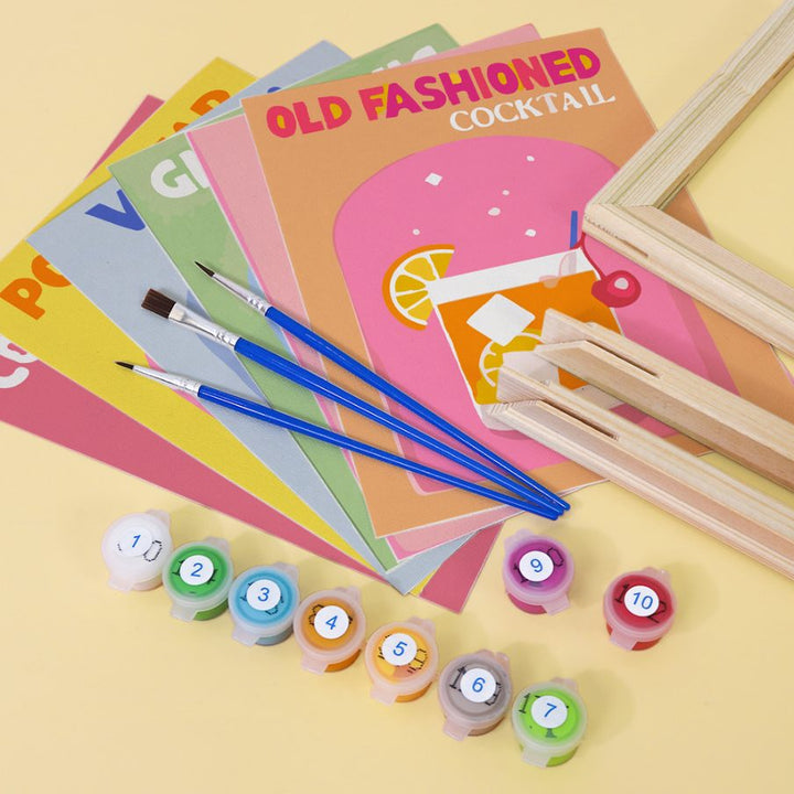Malen nach Zahlen - 6 Mini-Gemälde |  Buntes Cocktail-Set