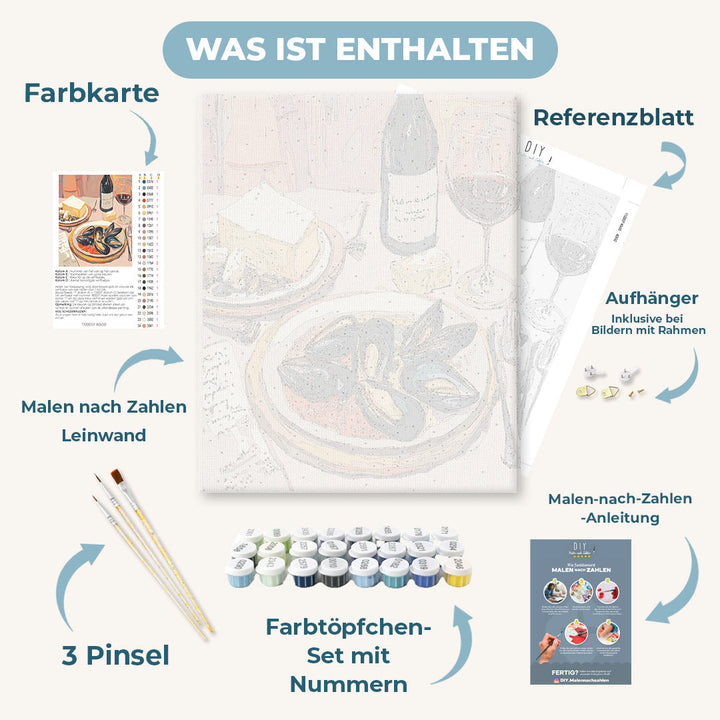Malen nach Zahlen - Muscheln zum Abendessen