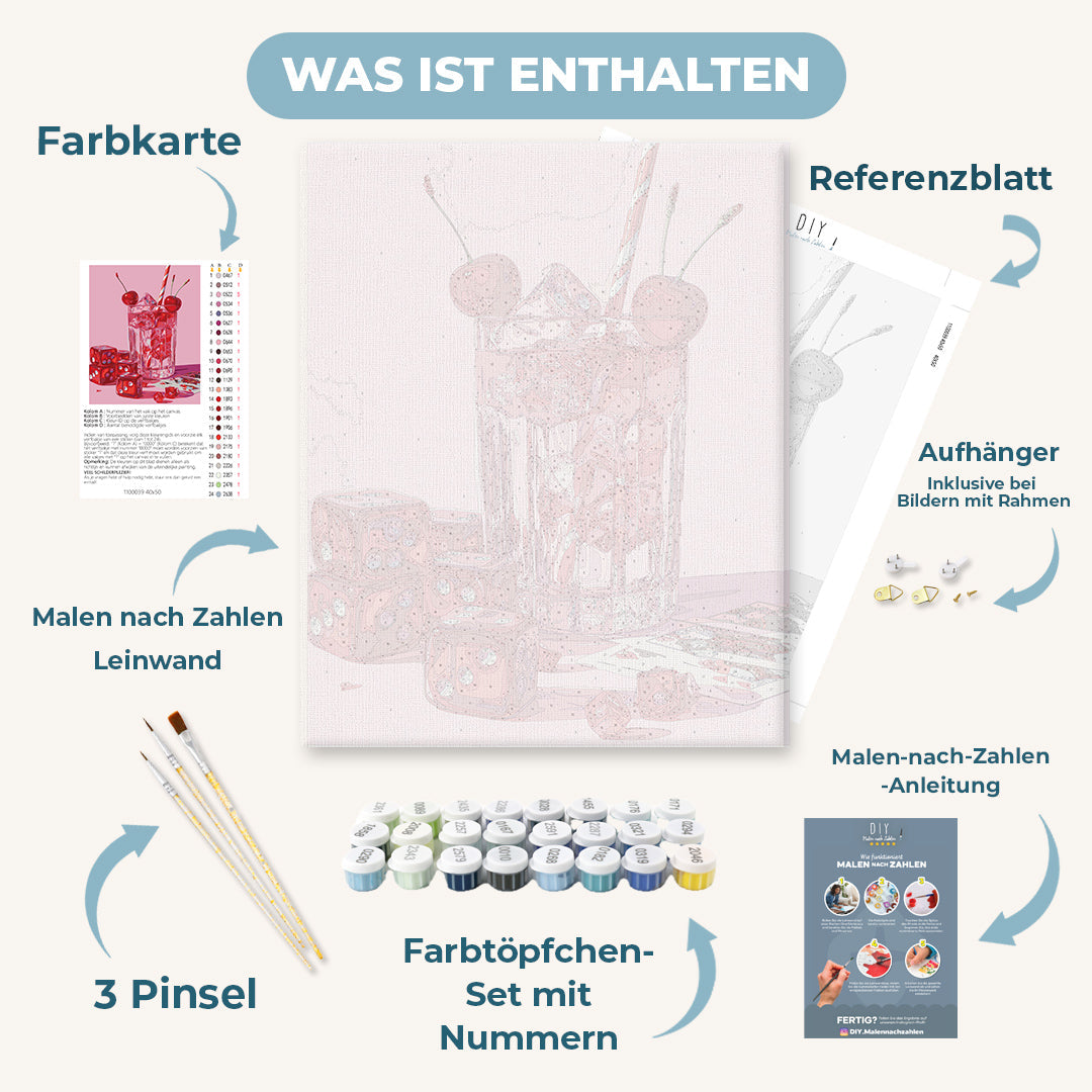 Malen nach Zahlen - Rosa Kirschgetränk