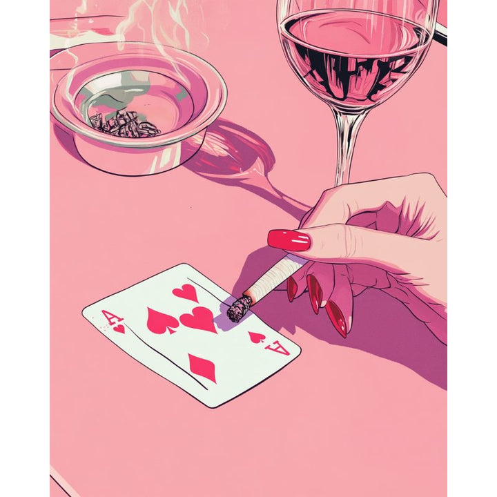 Malen nach Zahlen - Rosa Pokertisch