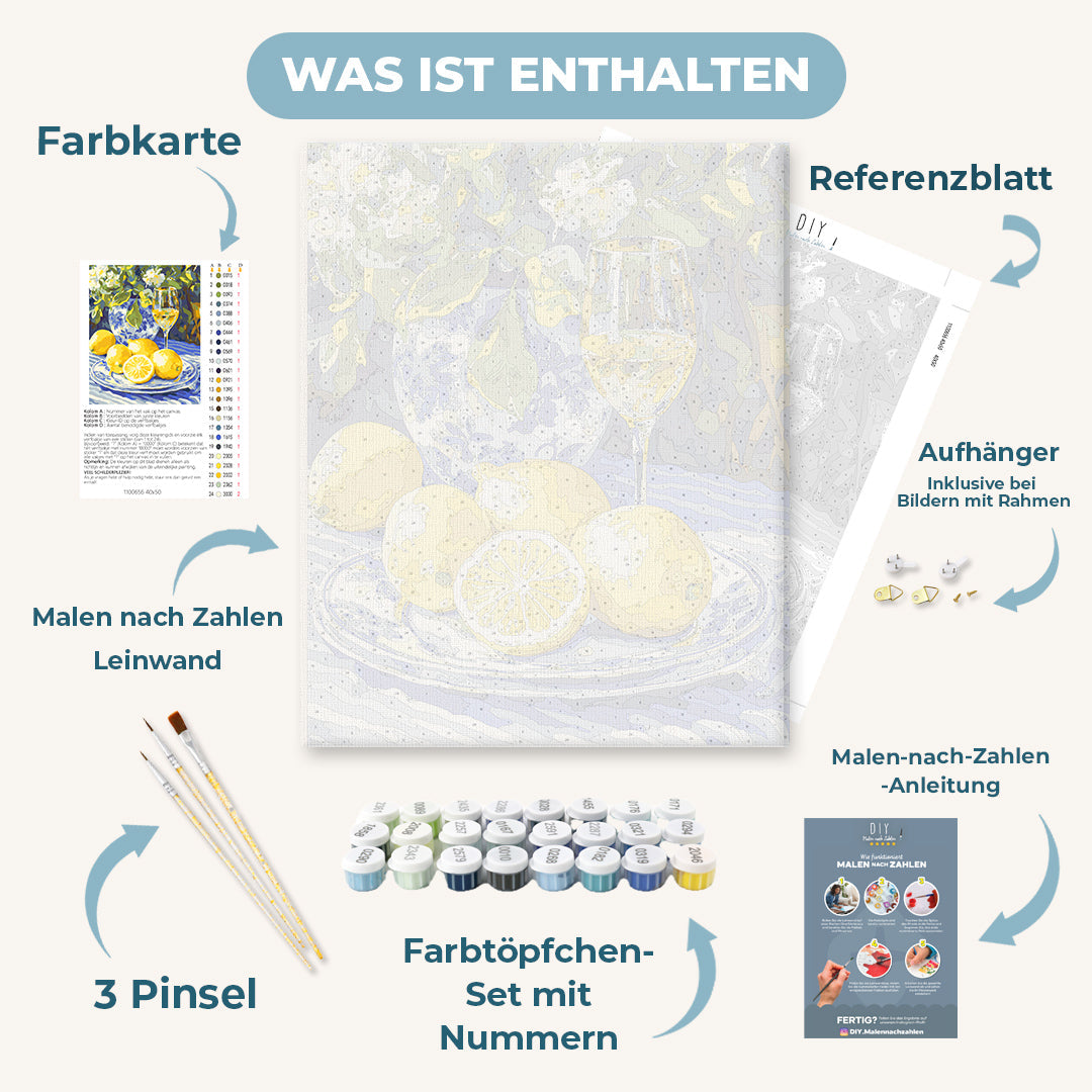 Malen nach Zahlen - Zitrone und Wein