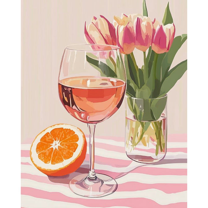 Malen nach Zahlen - Orangen Wein und Tulpen