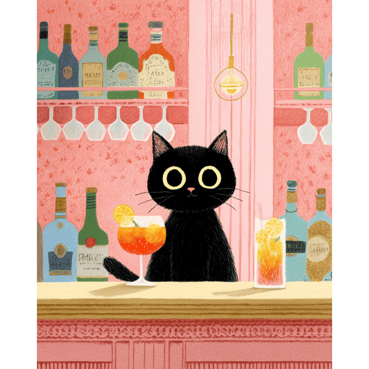 Malen nach Zahlen - Die schwarze Katze in der Bar