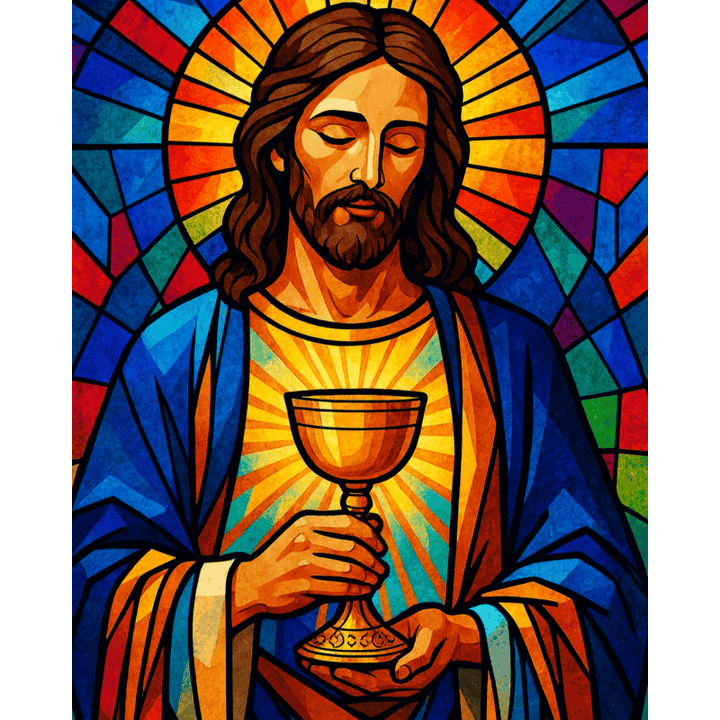 Malen nach Zahlen - Buntglas Jesus