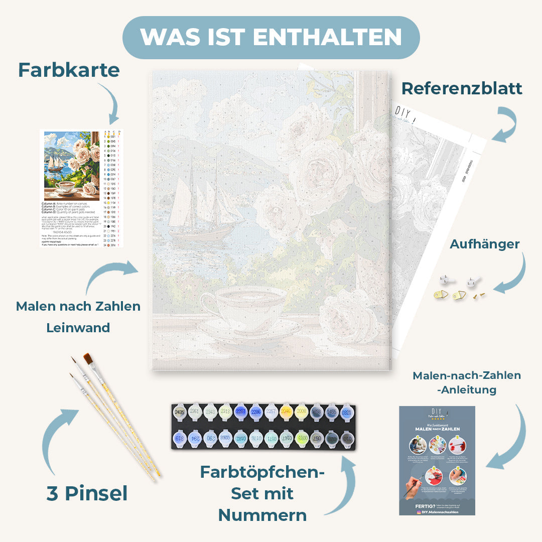 Malen nach Zahlen - Kaffee am Fenster
