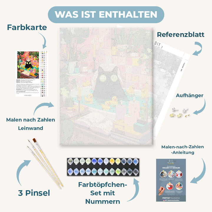 Malen nach Zahlen - Entspannte schwarze Katze