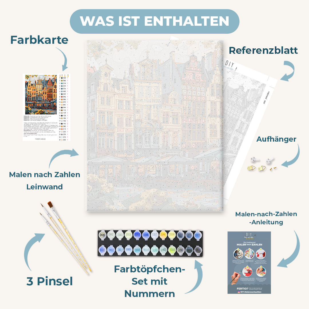 Malen nach Zahlen - Sonnenuntergang in Brüssel