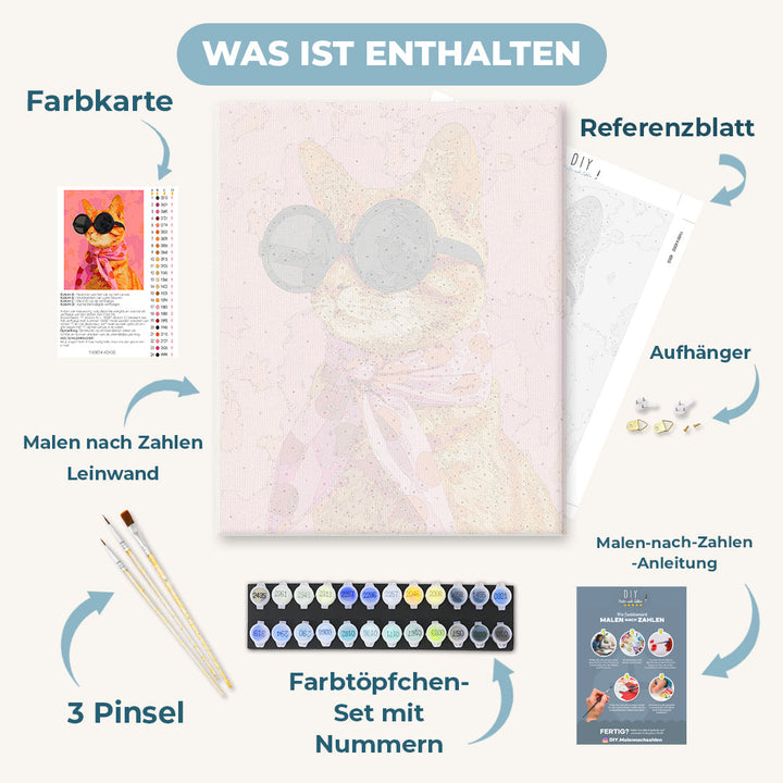 Malen nach Zahlen - Stilvolle rote Katze