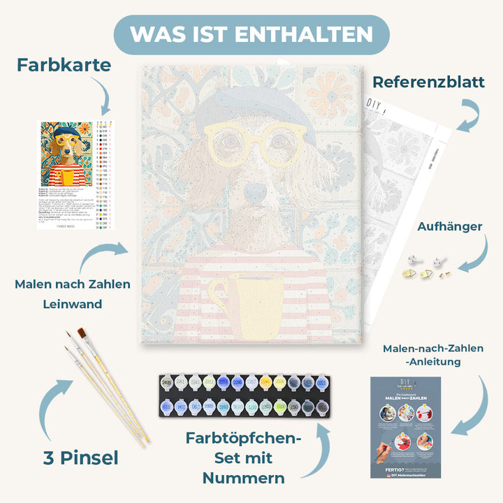 Malen nach Zahlen - Hund im französischen Stil