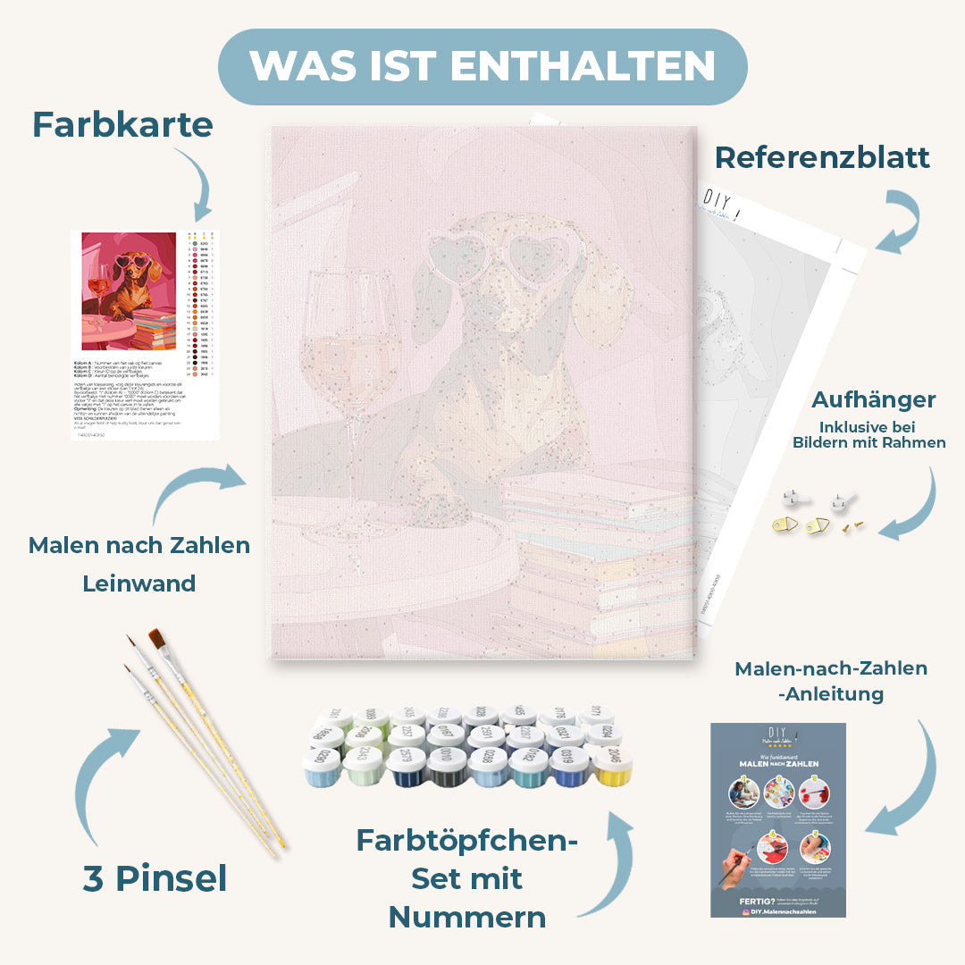 Malen nach Zahlen - Dackel in Pink