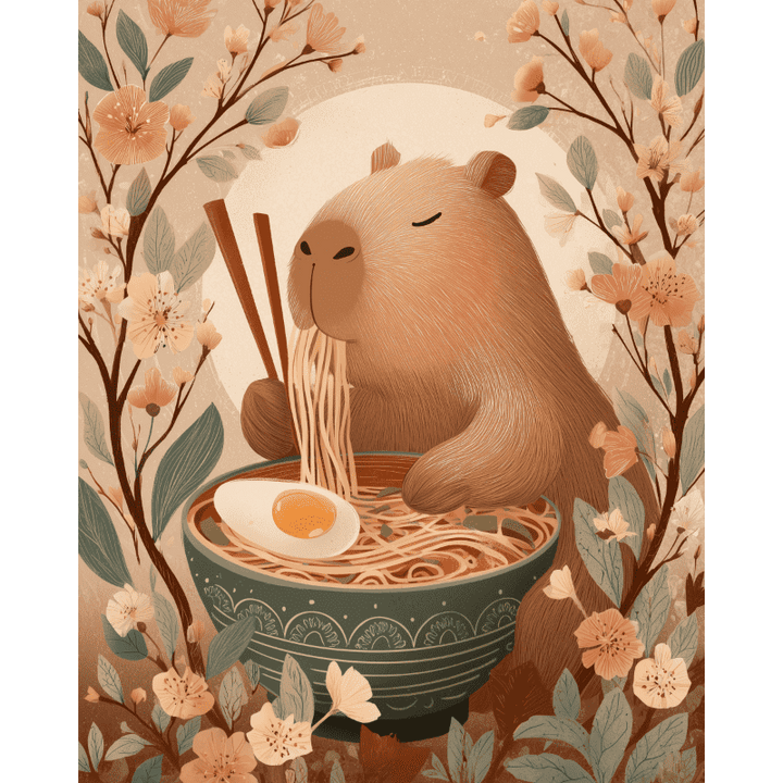 Malen nach Zahlen - Capybaras Nudeln