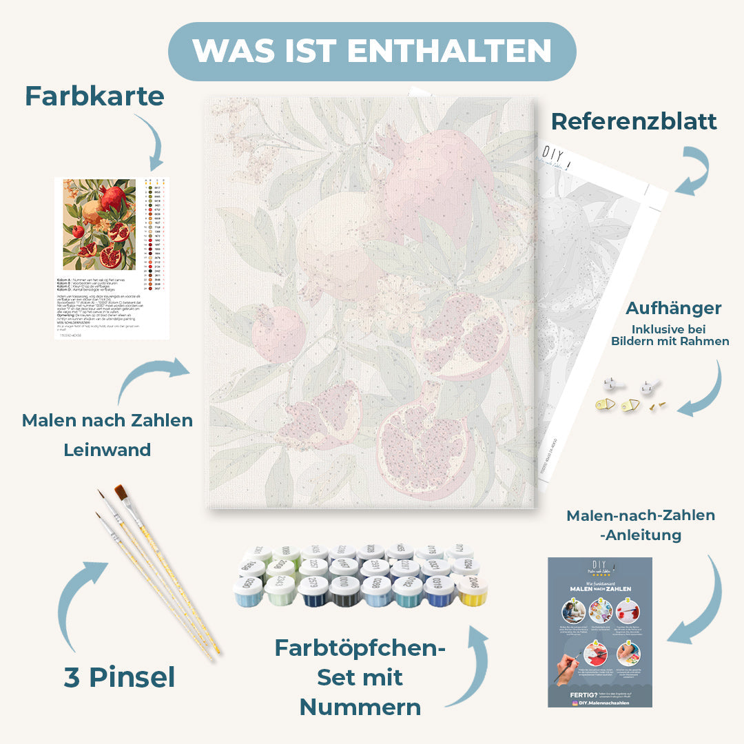 Malen nach Zahlen - Blühende Granatäpfel