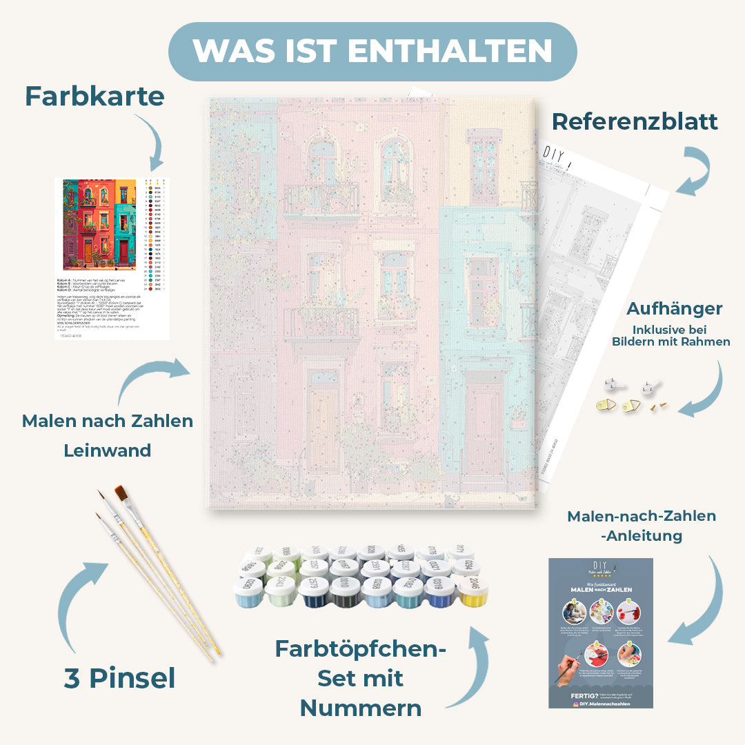 Malen nach Zahlen - Bunte Fassaden