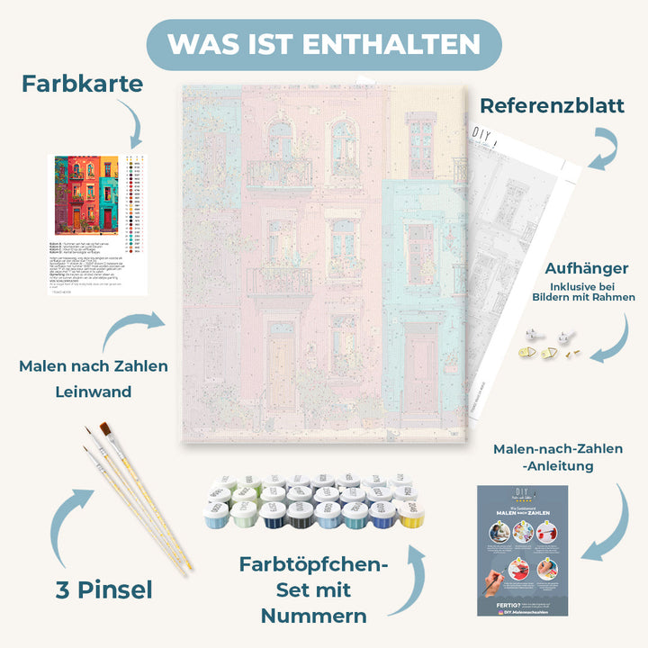 Malen nach Zahlen - Bunte Fassaden