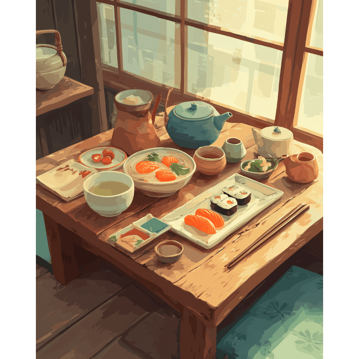 Malen nach Zahlen - Japanisches Abendessen