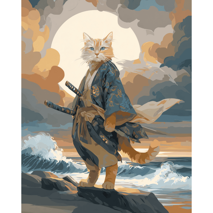 Malen nach Zahlen - Samurai-Katze