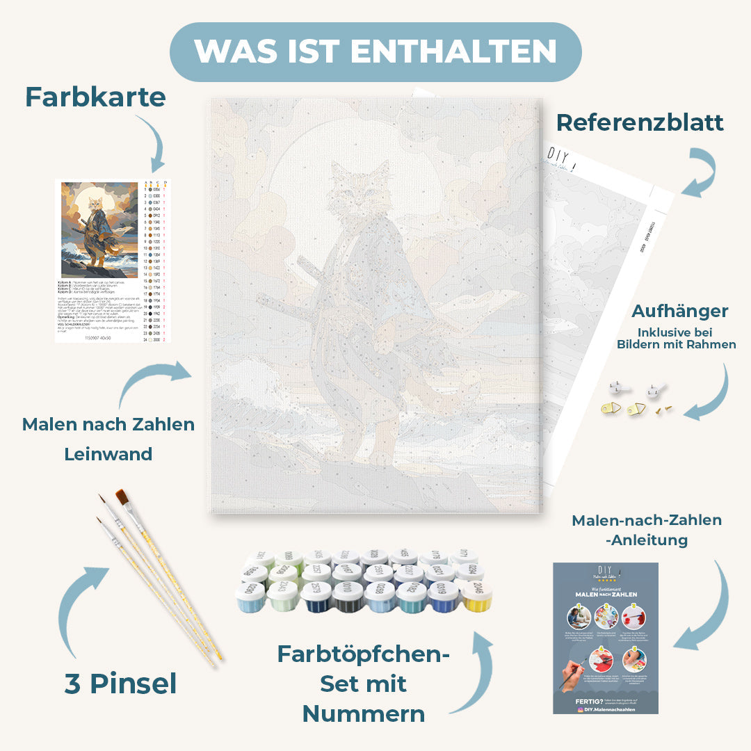 Malen nach Zahlen - Samurai-Katze