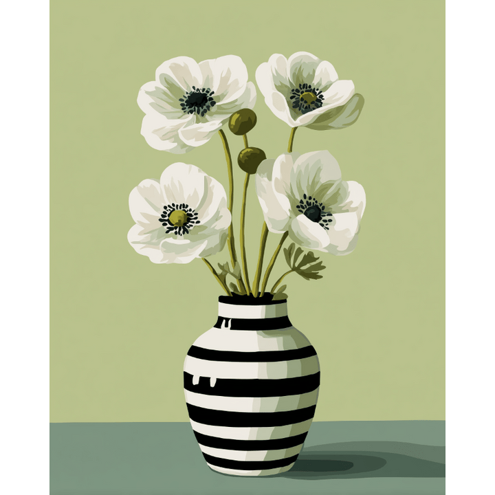 Malen nach Zahlen - Weiße Blumen