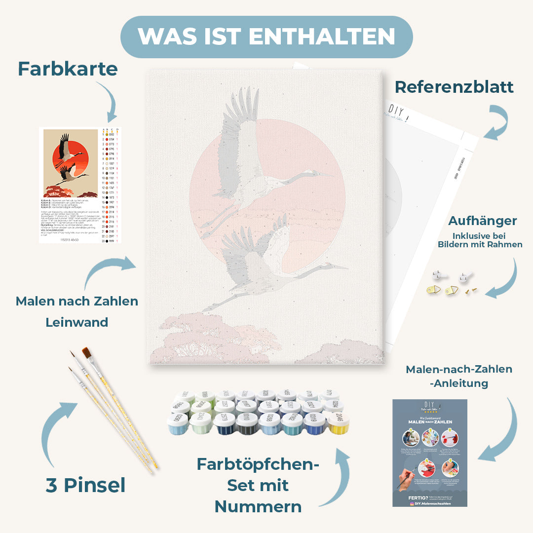 Malen nach Zahlen - Zwei Kraniche