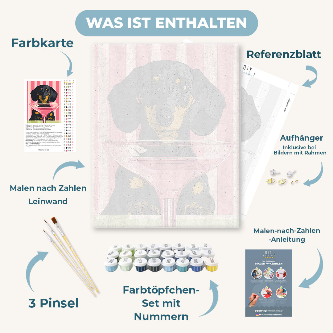 Malen nach Zahlen - Cocktailhund