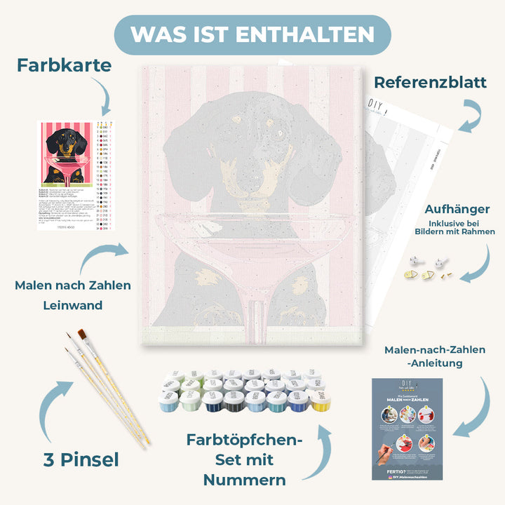 Malen nach Zahlen - Cocktailhund
