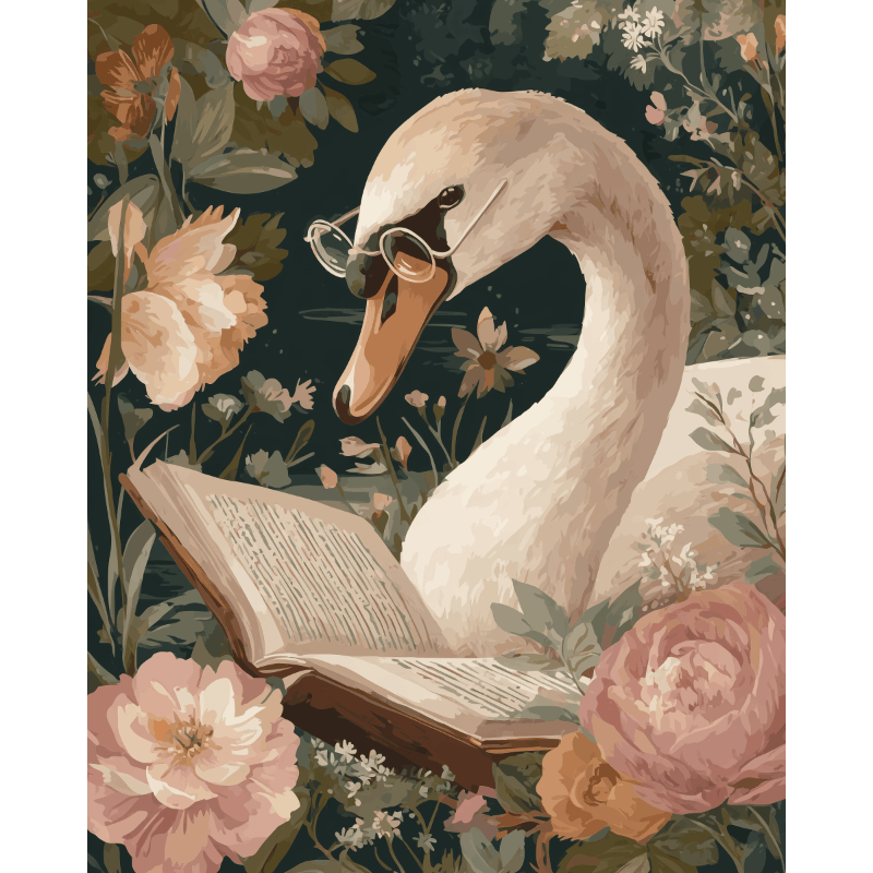 Malen nach Zahlen - Lesender Schwan