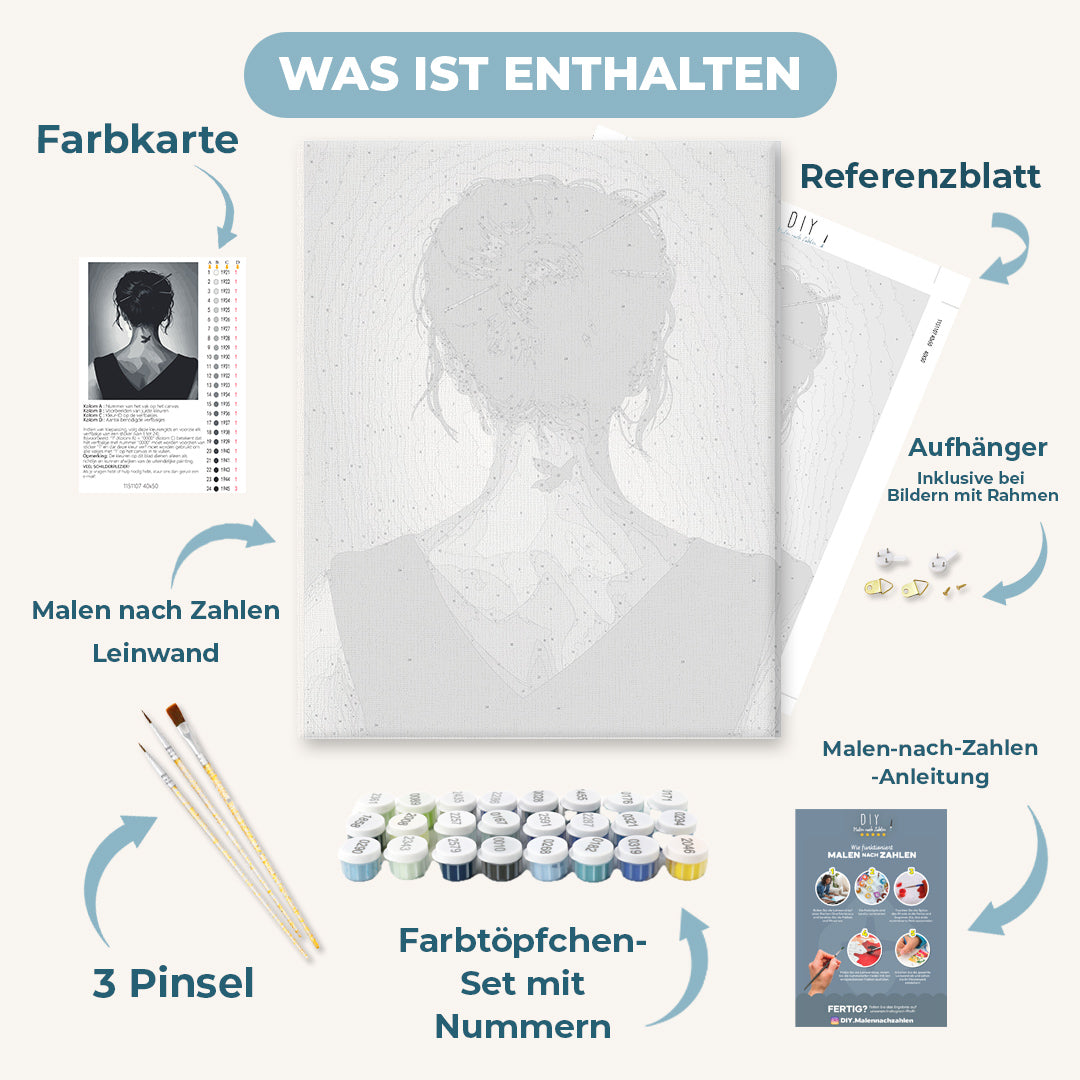 Malen nach Zahlen - Mädchen mit Tattoo