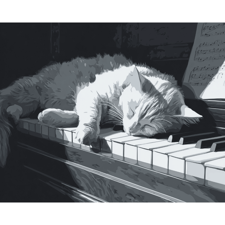 Malen nach Zahlen - Katze auf dem Klavier