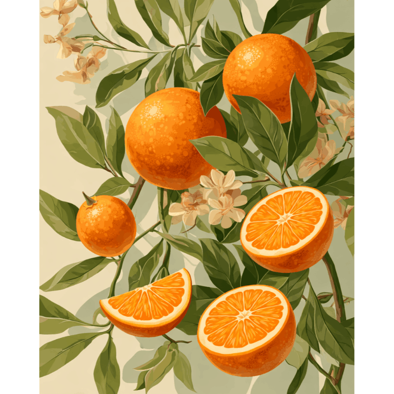 Malen nach Zahlen - Blühende Orangen