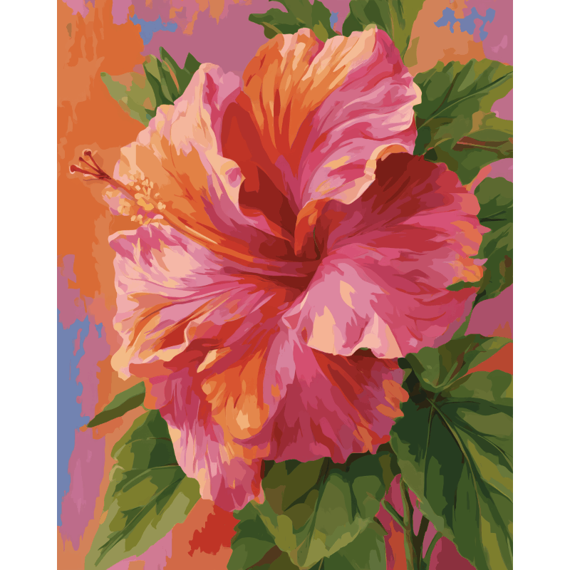 Malen nach Zahlen - Bunter Hibiskus