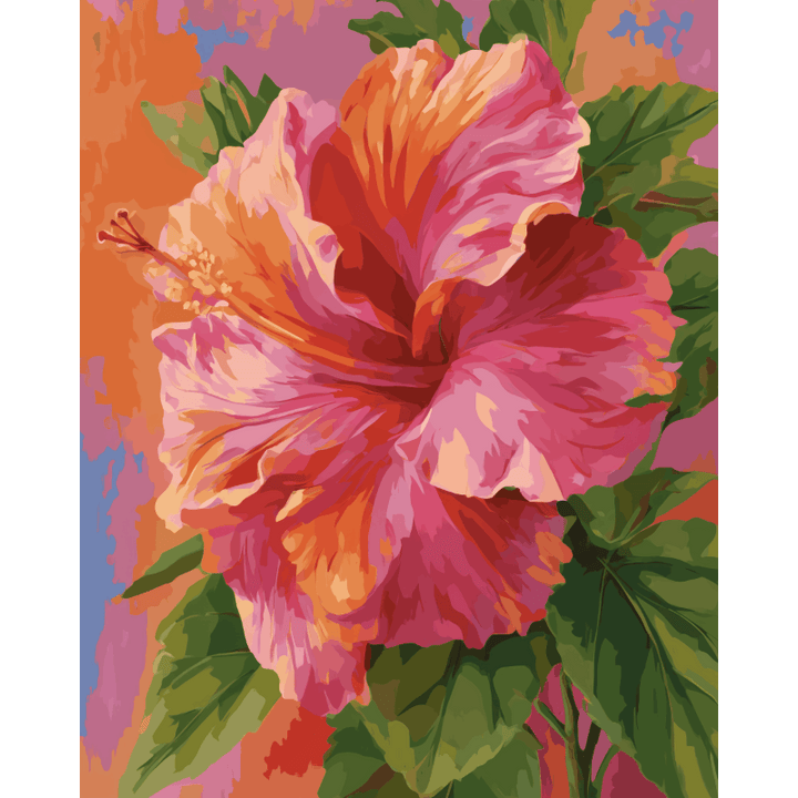 Malen nach Zahlen - Bunter Hibiskus