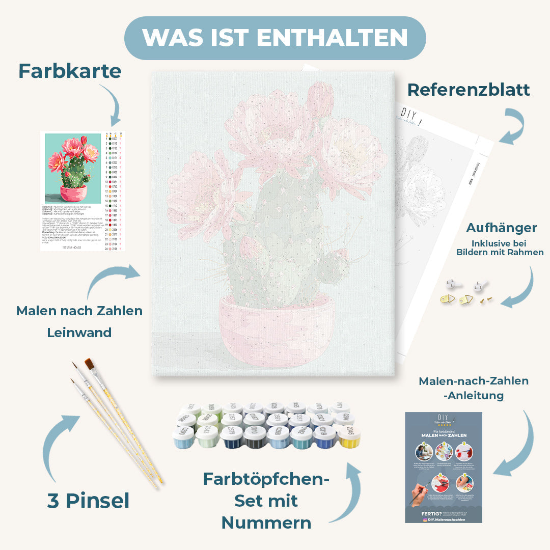 Malen nach Zahlen - Blühender Kaktus