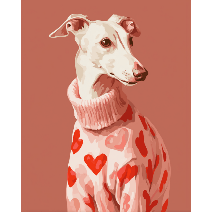 Malen nach Zahlen - Windhund in Pink