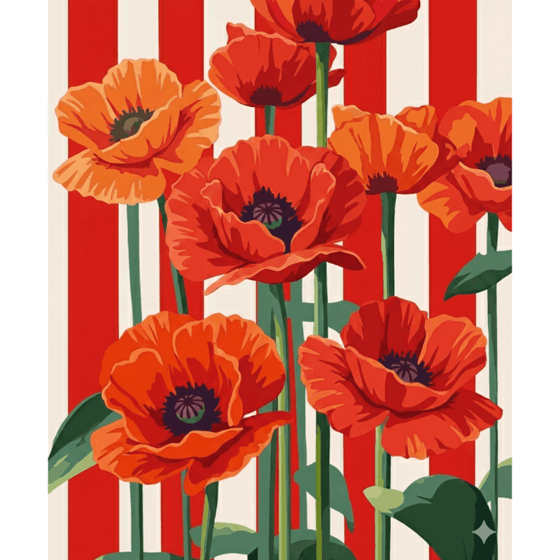 Malen nach Zahlen - Rote Mohnblumen