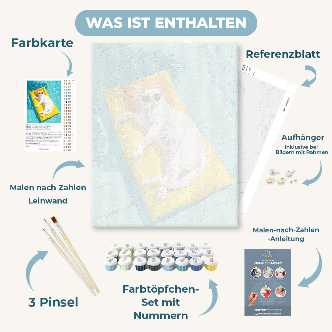 Malen nach Zahlen - Katze am Pool