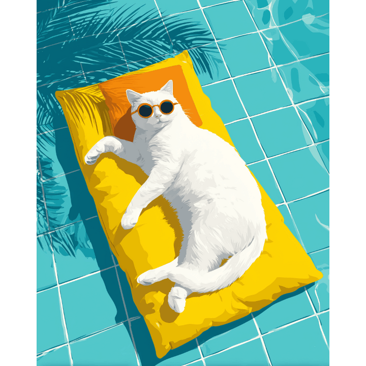 Malen nach Zahlen - Katze am Pool