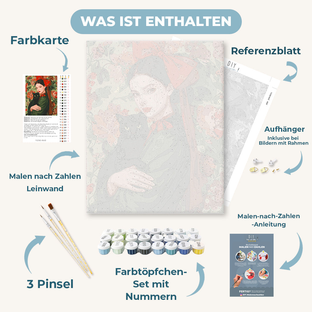 Malen nach Zahlen - Mädchen mit roter Schleife