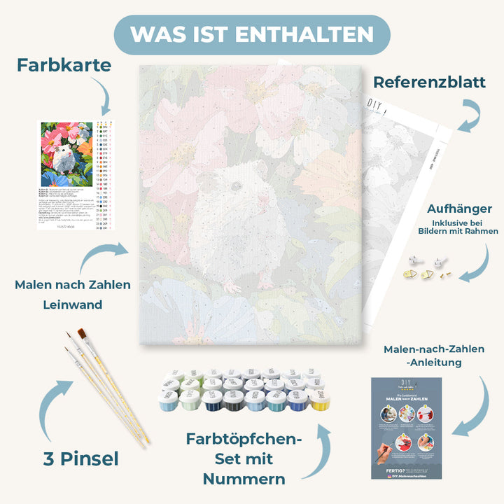 Malen nach Zahlen - Hamster im Blumenfeld