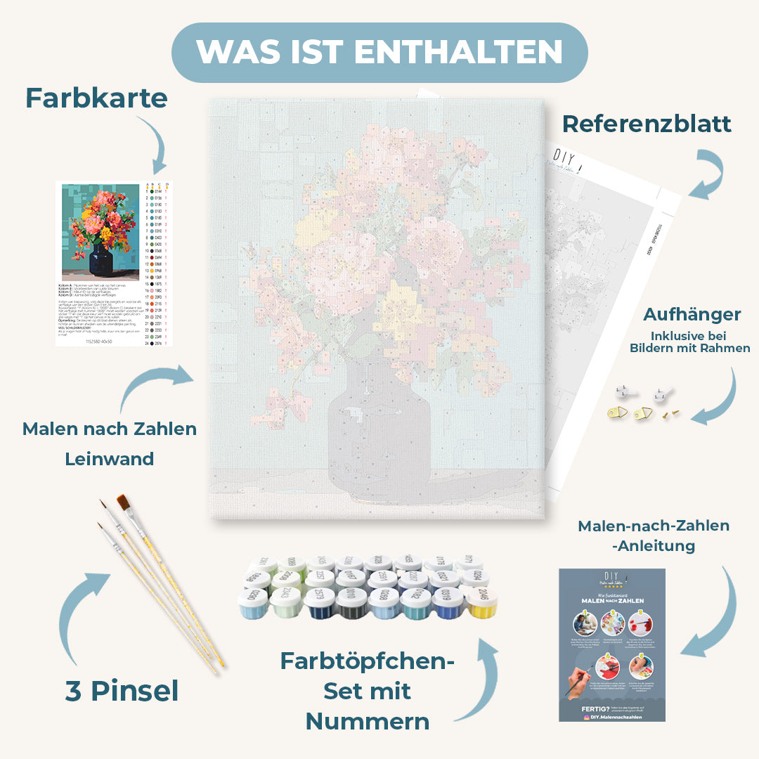 Malen nach Zahlen - Pixeliges Bouquet