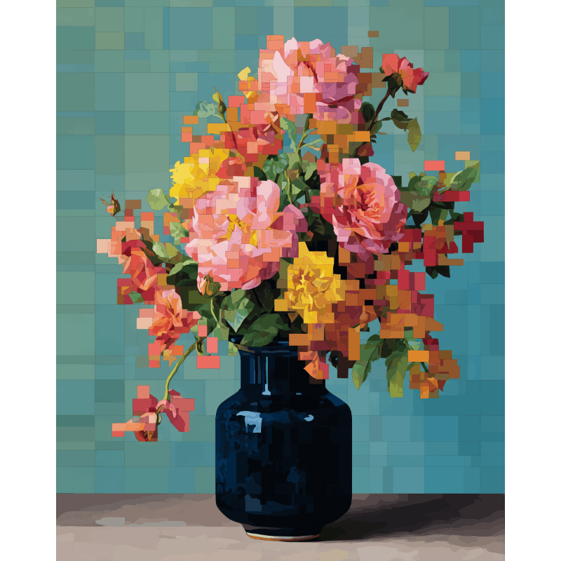 Malen nach Zahlen - Pixeliges Bouquet