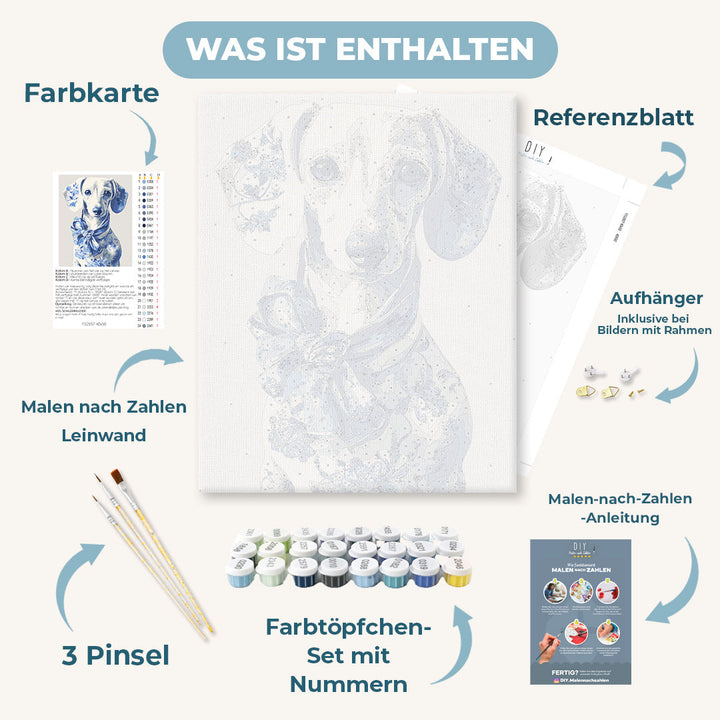 Malen nach Zahlen - Delfter blauer Dackel