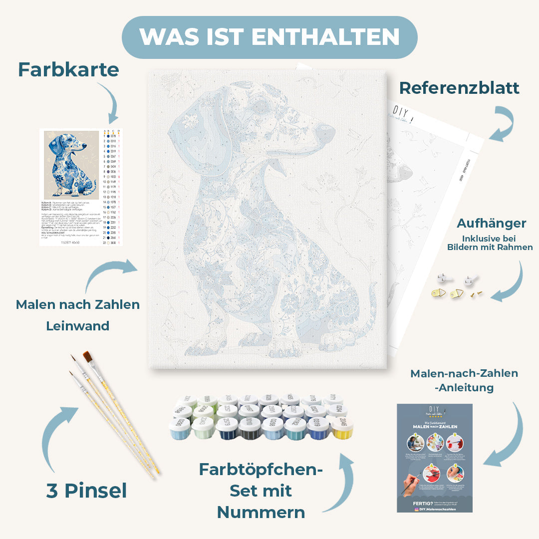 Malen nach Zahlen - Porzellan-Dackel