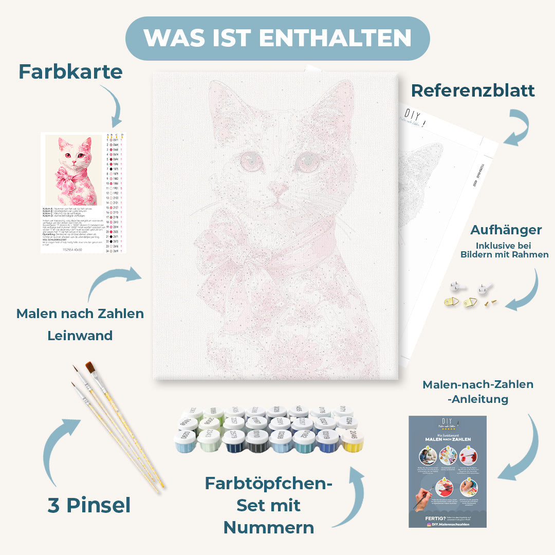 Malen nach Zahlen - Delfter Rosa Katze