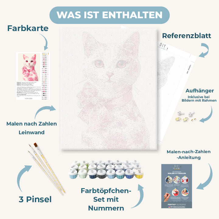 Malen nach Zahlen - Delfter Rosa Katze